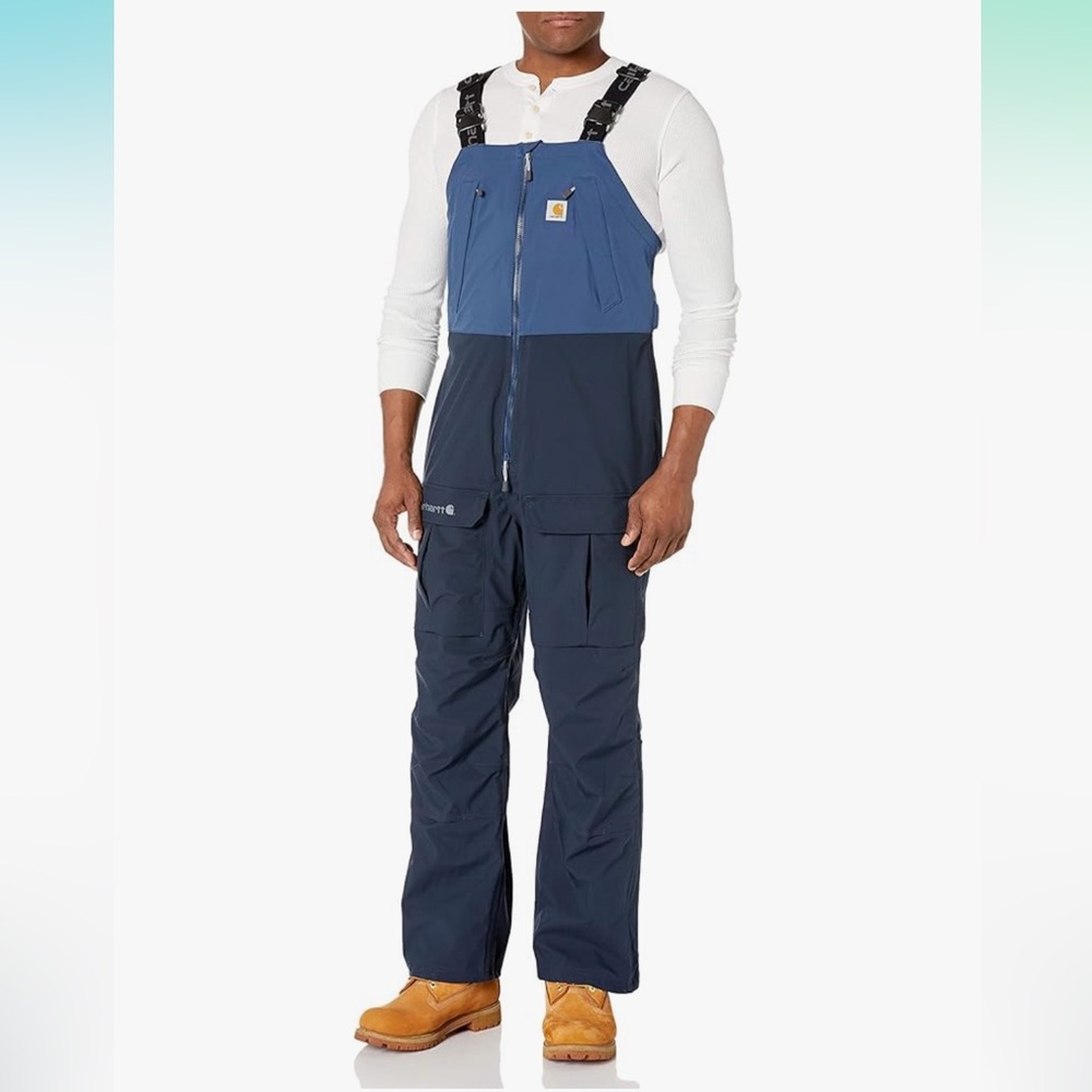 Carhartt Two-Tone Blue Bib Overalls Waterproof Snowboarding Skiing